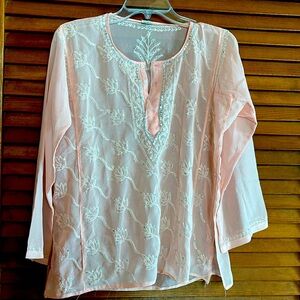 Embroidered Pink Top